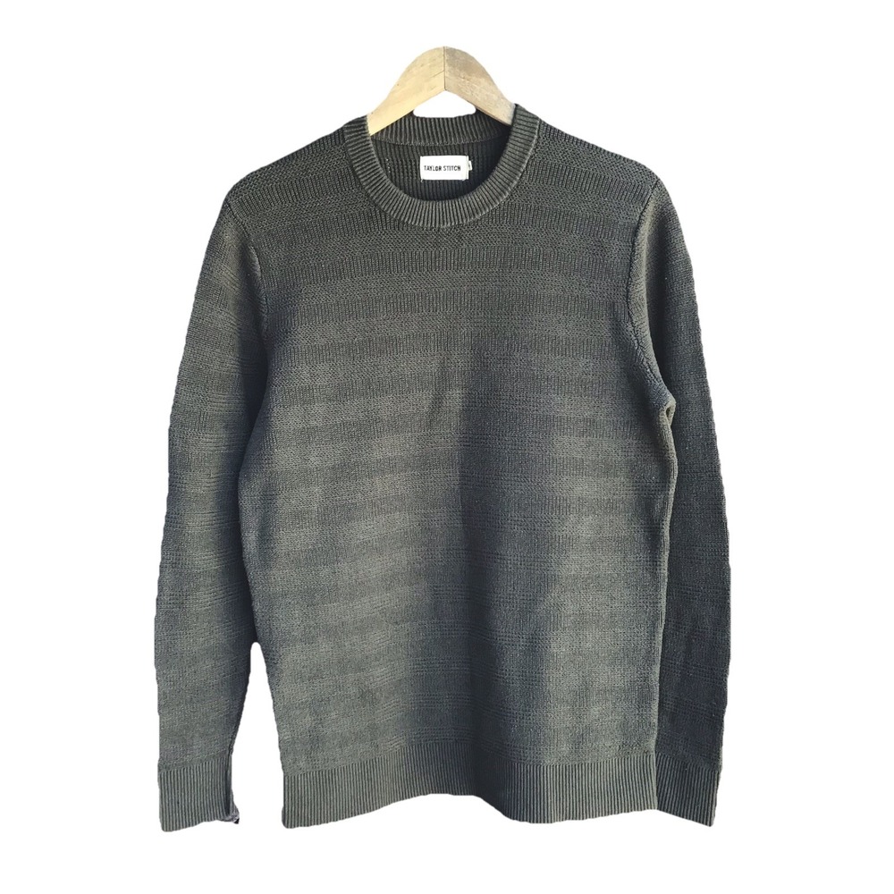 Taylor Stitch Olive Green Textured Cotton Crewneck Sweater Men's Size 40 Medium
